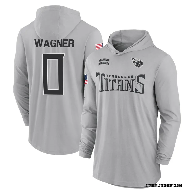 Men's Aamil Wagner Tennessee Titans Gray 2024 Salute to Service Lightweight Performance Long Sleeve Hooded T-Shirt