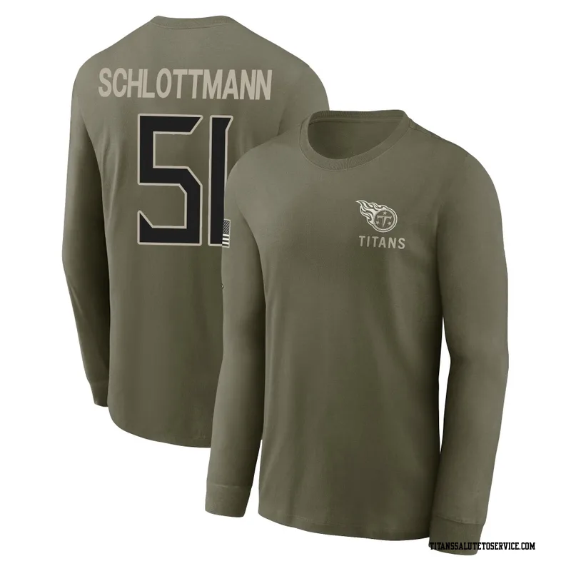 Men's Austin Schlottmann Tennessee Titans Olive 2025 Salute to Service Sideline Long Sleeve T-Shirt