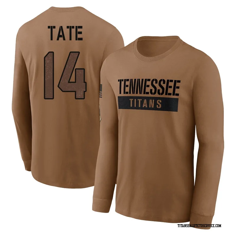 Men's Carnell Tate Tennessee Titans Brown 2023 Salute To Service Long Sleeve T-Shirt
