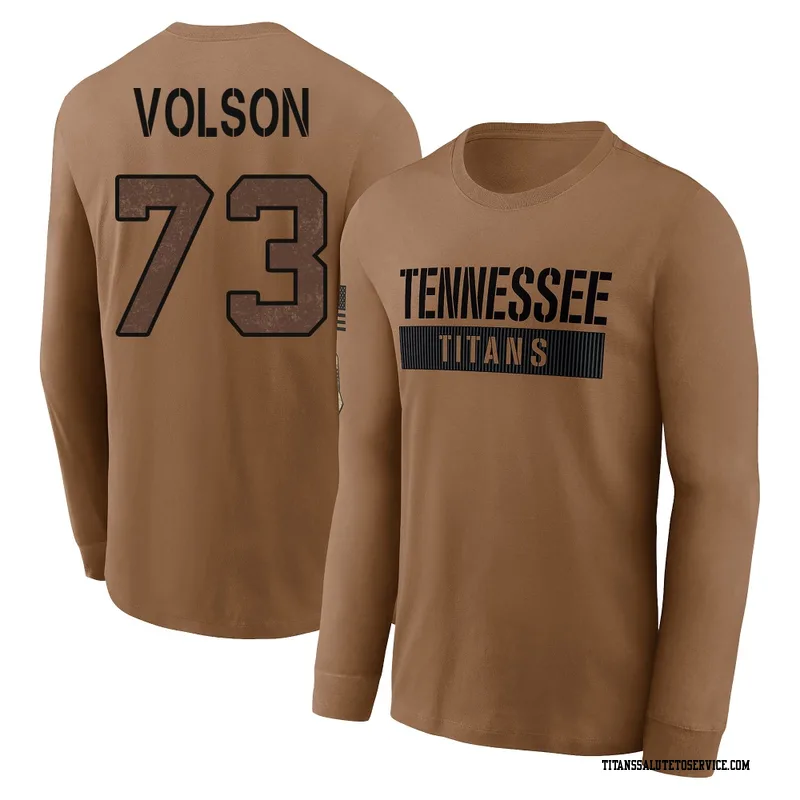 Men's Cordell Volson Tennessee Titans Brown 2023 Salute To Service Long Sleeve T-Shirt