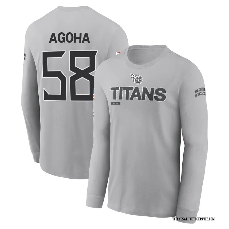 Men's David Ebuka Agoha Tennessee Titans Gray 2024 Salute to Service Long Sleeve T-Shirt
