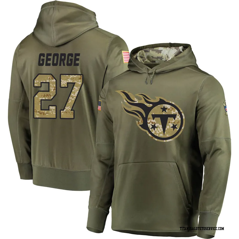 Men's Eddie George Tennessee Titans Olive Salute to Service Pullover Hoodie