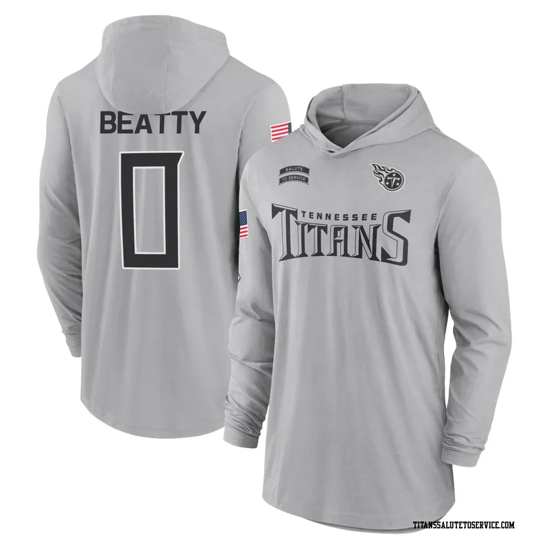 Men's Hank Beatty Tennessee Titans Gray 2024 Salute to Service Lightweight Performance Long Sleeve Hooded T-Shirt