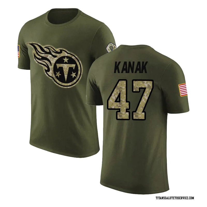 Men's Jaren Kanak Tennessee Titans Legend Olive Salute to Service T-Shirt