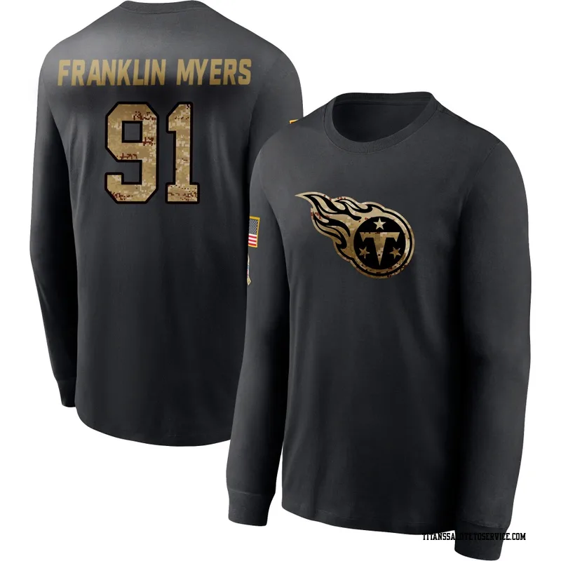 Men's John Franklin-Myers Tennessee Titans Black 2020 Salute To Service Sideline Performance Long Sleeve T-Shirt