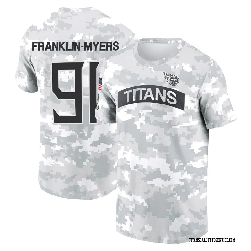Men's John Franklin-Myers Tennessee Titans Camo Arctic 2024 Salute to Service Performance T-Shirt