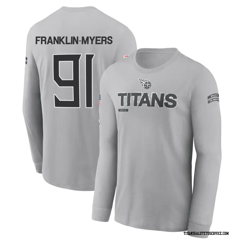 Men's John Franklin-Myers Tennessee Titans Gray 2024 Salute to Service Long Sleeve T-Shirt