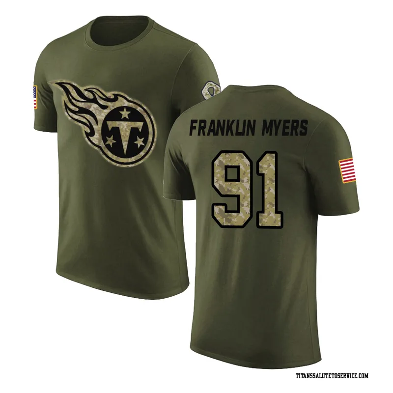Men's John Franklin-Myers Tennessee Titans Legend Olive Salute to Service T-Shirt