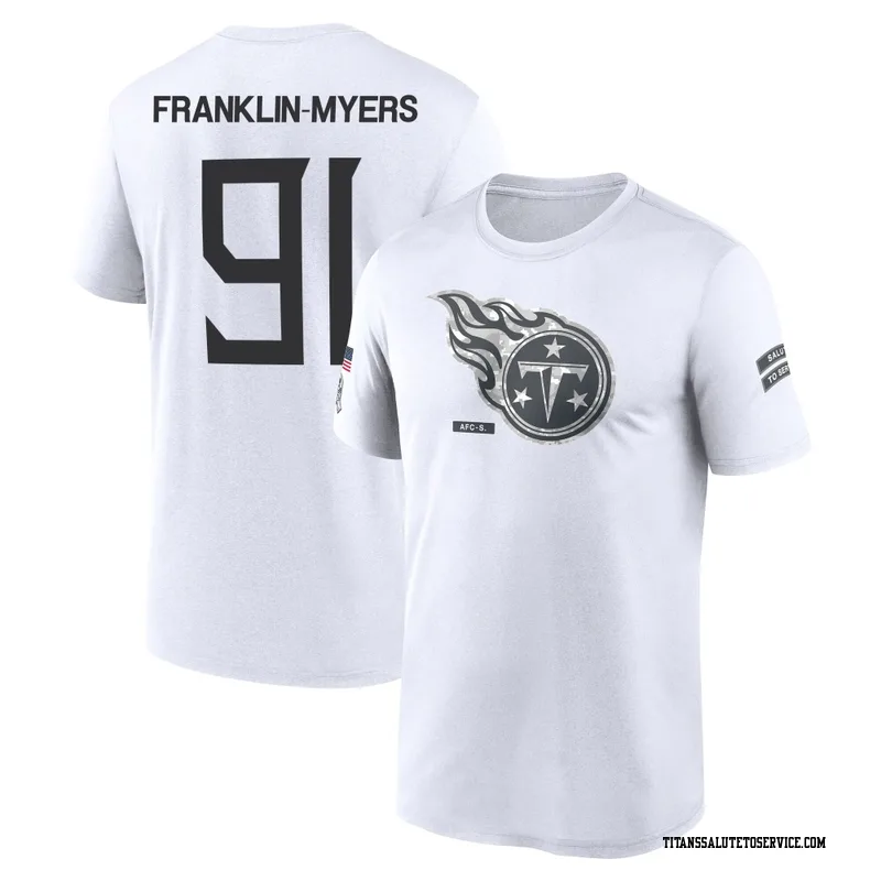 Men's John Franklin-Myers Tennessee Titans Legend White 2024 Salute to Service Performance T-Shirt