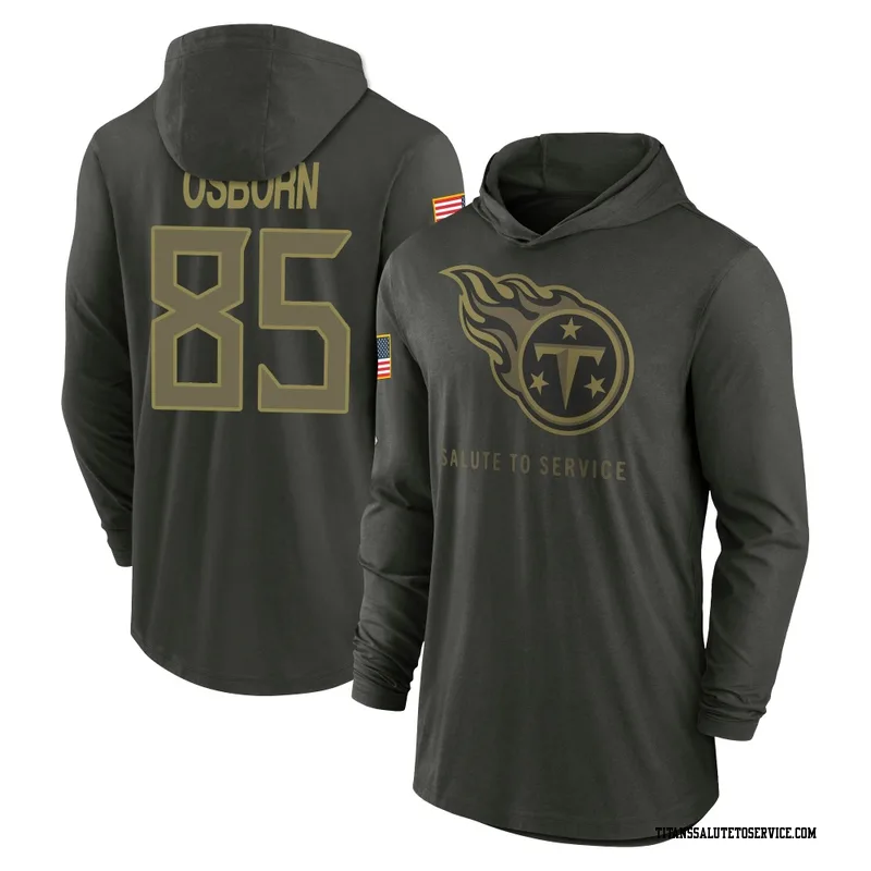 Men's K.J. Osborn Tennessee Titans Green Forest/ 2025 Salute to Service Sideline Lightweight Hooded Pullover Long Sleeve T-Shirt