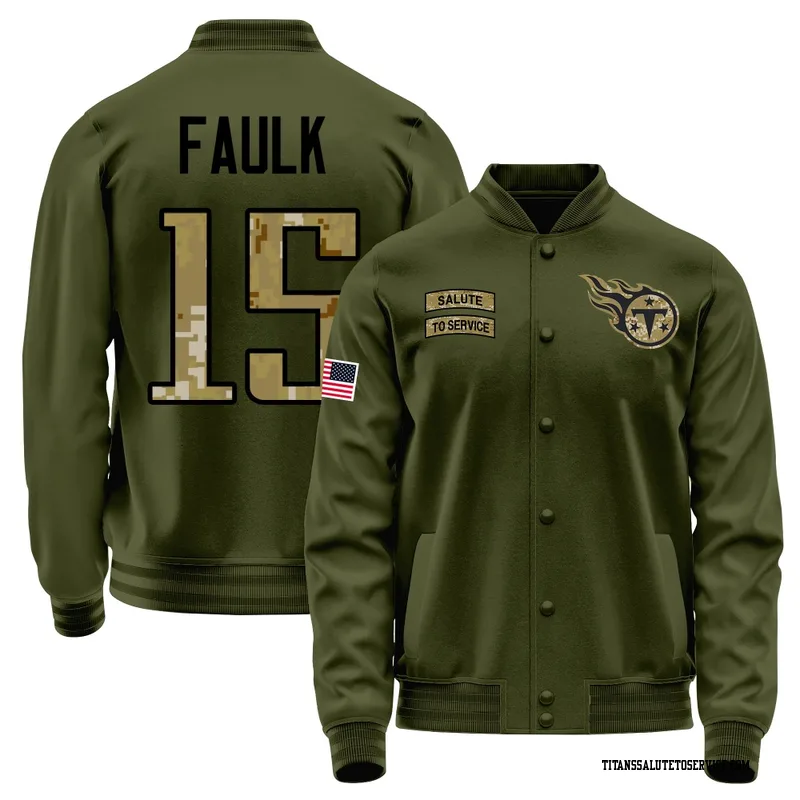 Men's Keldric Faulk Tennessee Titans Olive Salute to Service Sideline Performance Jacket