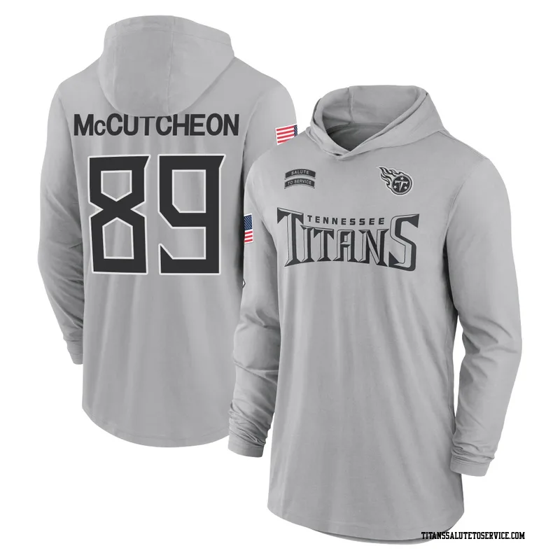 Men's Lance McCutcheon Tennessee Titans Gray 2024 Salute to Service Lightweight Performance Long Sleeve Hooded T-Shirt