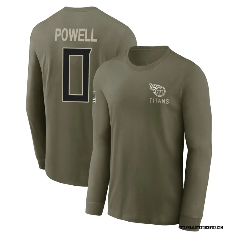 Men's Mani Powell Tennessee Titans Olive 2025 Salute to Service Sideline Long Sleeve T-Shirt