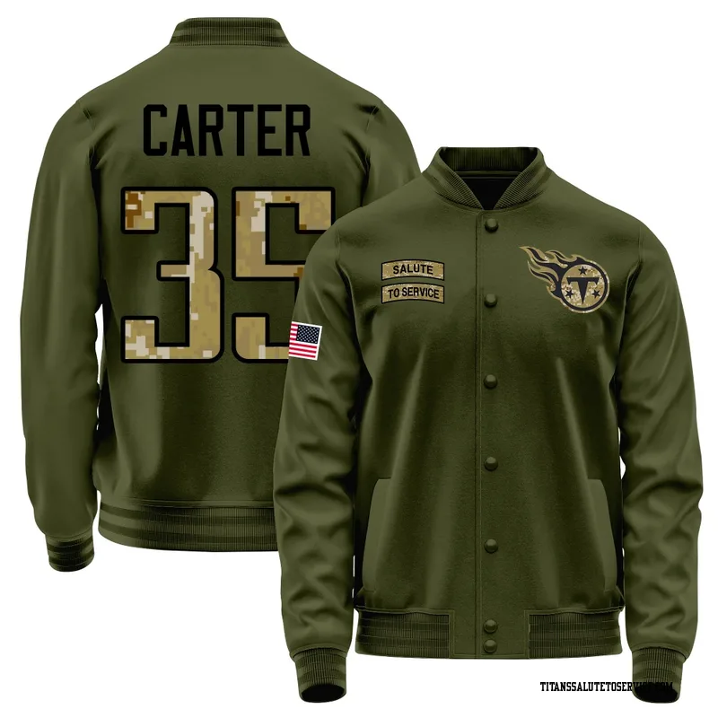 Men's Michael Carter Tennessee Titans Olive Salute to Service Sideline Performance Jacket