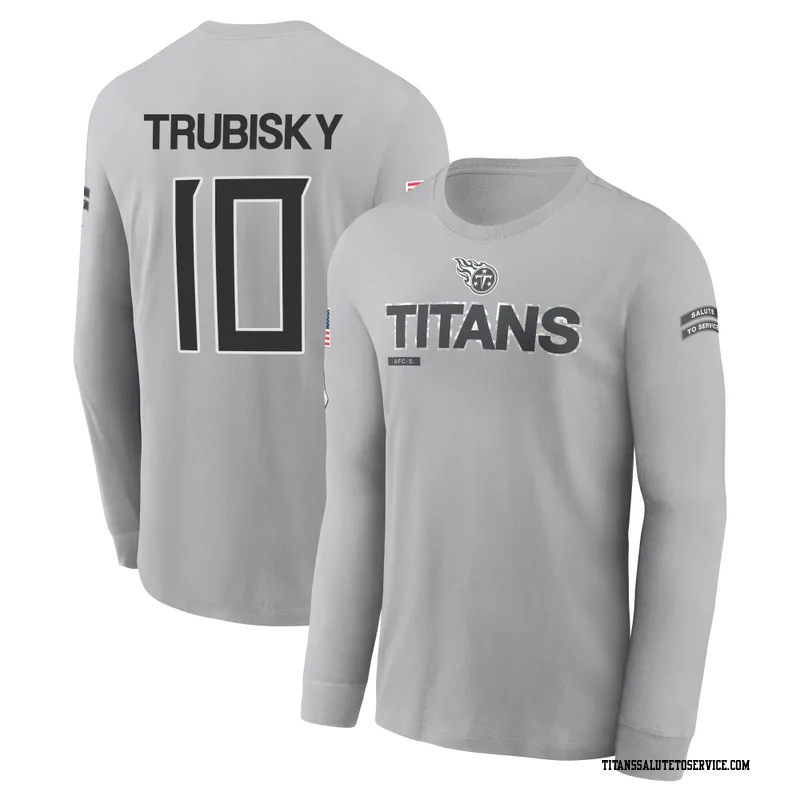 Men's Mitchell Trubisky Tennessee Titans Gray 2024 Salute to Service Long Sleeve T-Shirt