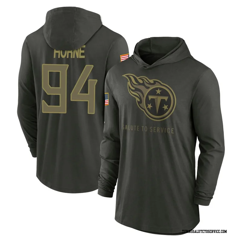 Men's Timmy Horne Tennessee Titans Green Forest/ 2025 Salute to Service Sideline Lightweight Hooded Pullover Long Sleeve T-Shirt