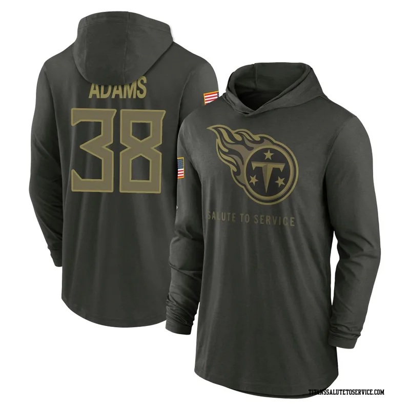 Men's Tony Adams Tennessee Titans Green Forest/ 2025 Salute to Service Sideline Lightweight Hooded Pullover Long Sleeve T-Shirt