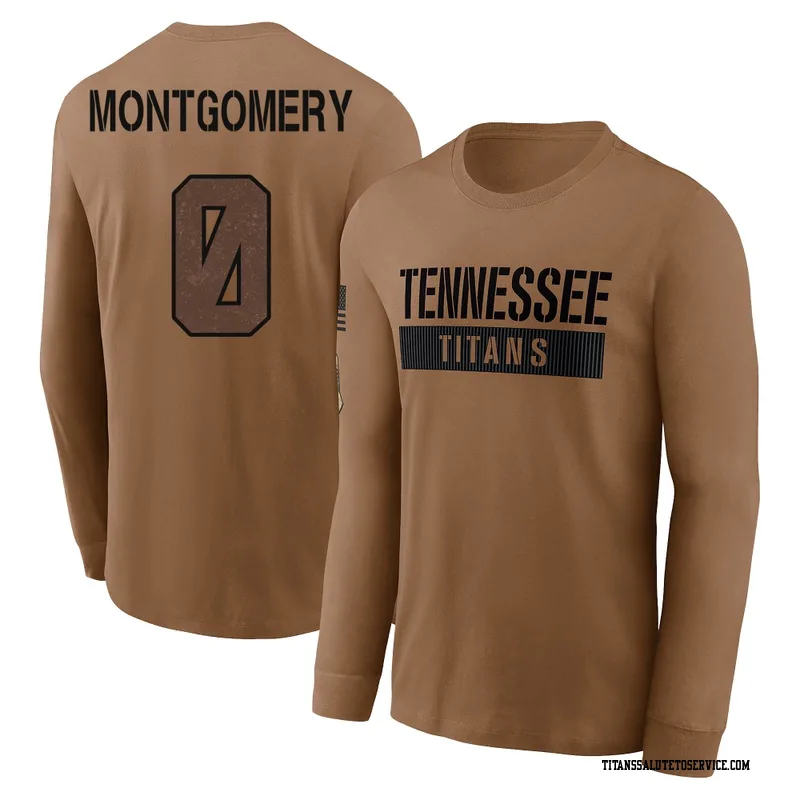 Men's Tyren Montgomery Tennessee Titans Brown 2023 Salute To Service Long Sleeve T-Shirt