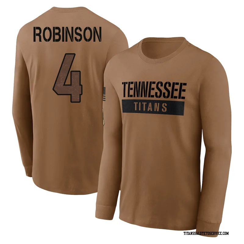 Men's Wan'Dale Robinson Tennessee Titans Brown 2023 Salute To Service Long Sleeve T-Shirt