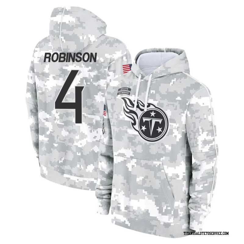 Men's Wan'Dale Robinson Tennessee Titans Camo Arctic 2024 Salute to Service Club Fleece Pullover Hoodie