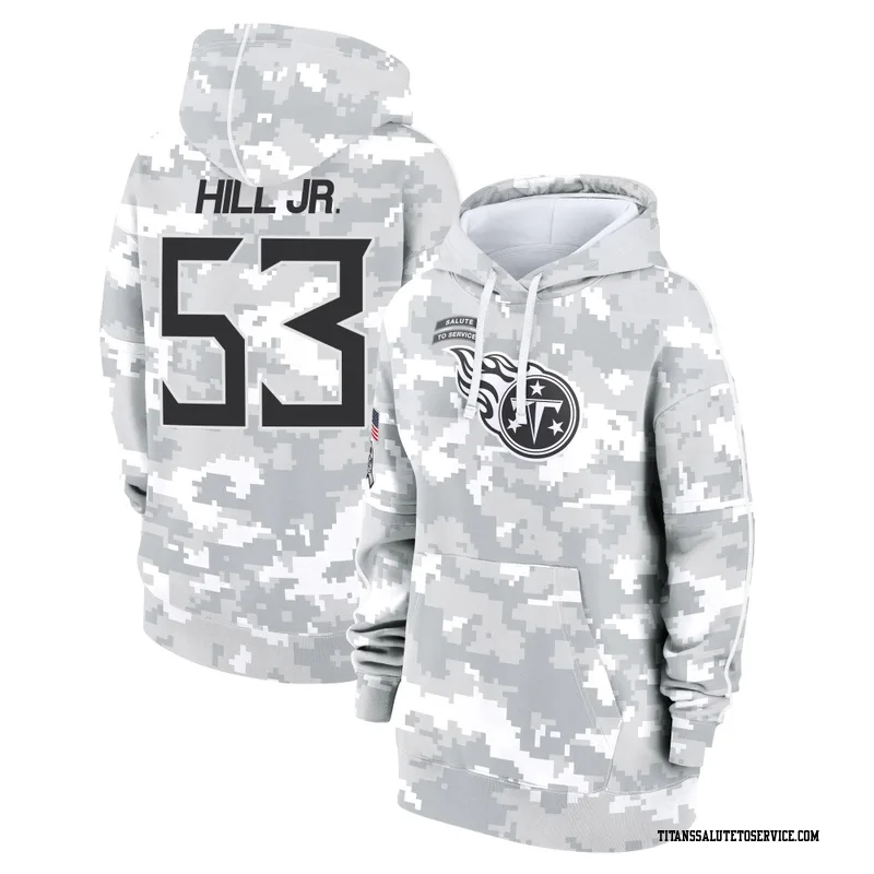 Women's Anthony Hill Jr. Tennessee Titans Camo Arctic 2024 Salute to Service Club Fleece Pullover Hoodie