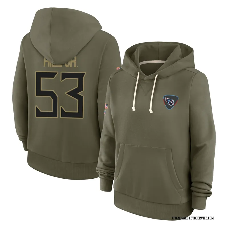 Women's Anthony Hill Jr. Tennessee Titans Olive 2025 Salute to Service Hoodie