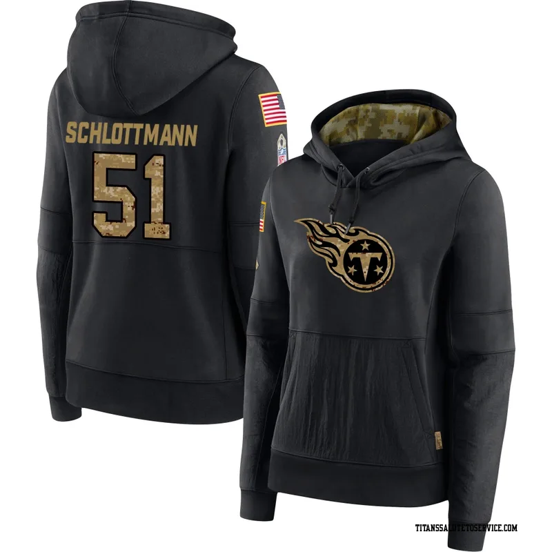 Women's Austin Schlottmann Tennessee Titans Black 2020 Salute to Service Sideline Performance Pullover Hoodie