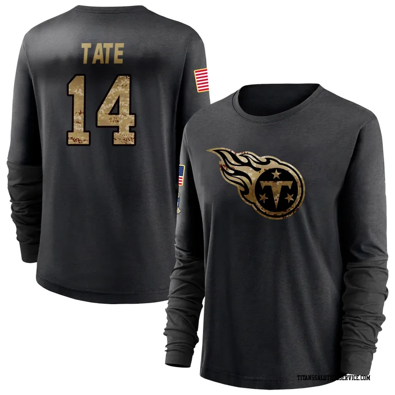 Women's Carnell Tate Tennessee Titans Black 2020 Salute To Service Sideline Performance Long Sleeve T-Shirt