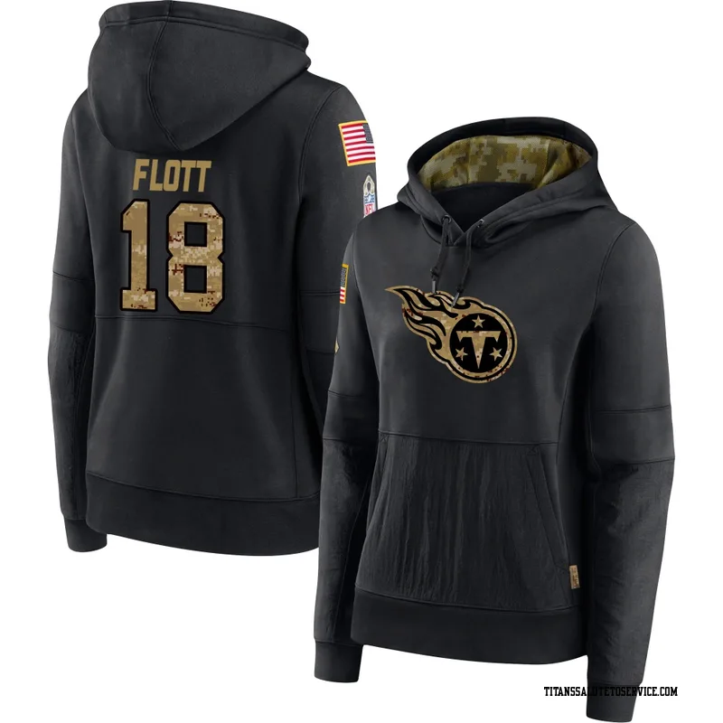 Women's Cor'Dale Flott Tennessee Titans Black 2020 Salute to Service Sideline Performance Pullover Hoodie