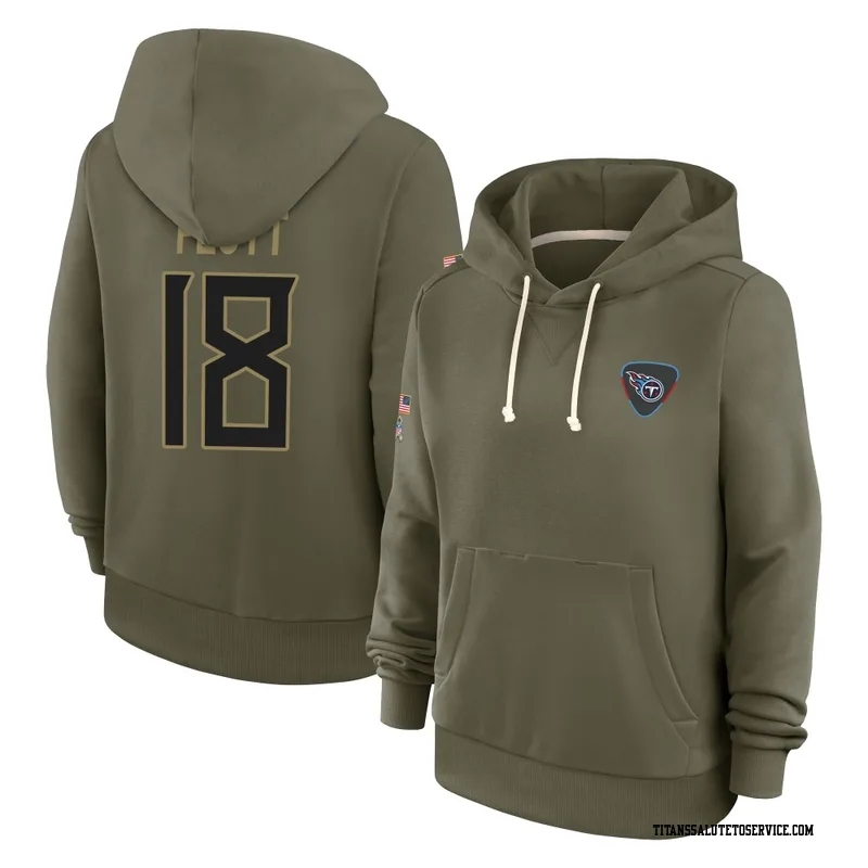 Women's Cor'Dale Flott Tennessee Titans Olive 2025 Salute to Service Hoodie