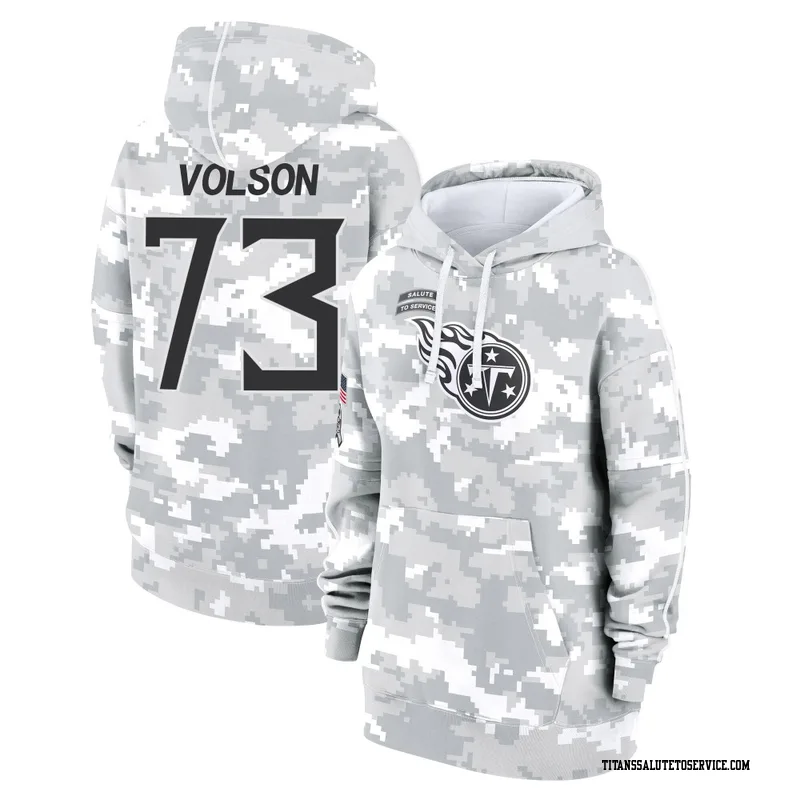 Women's Cordell Volson Tennessee Titans Camo Arctic 2024 Salute to Service Club Fleece Pullover Hoodie