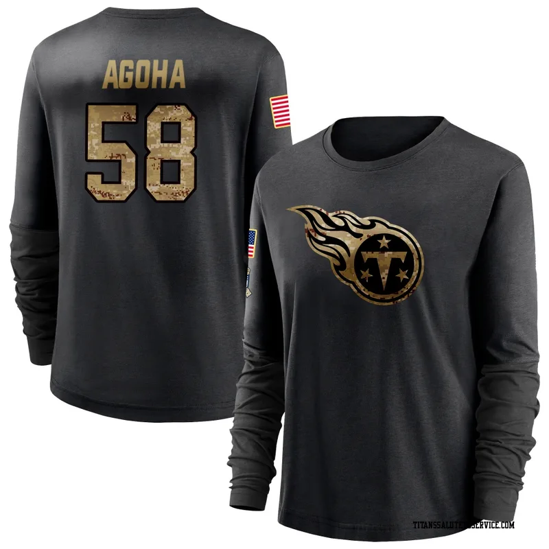 Women's David Ebuka Agoha Tennessee Titans Black 2020 Salute To Service Sideline Performance Long Sleeve T-Shirt