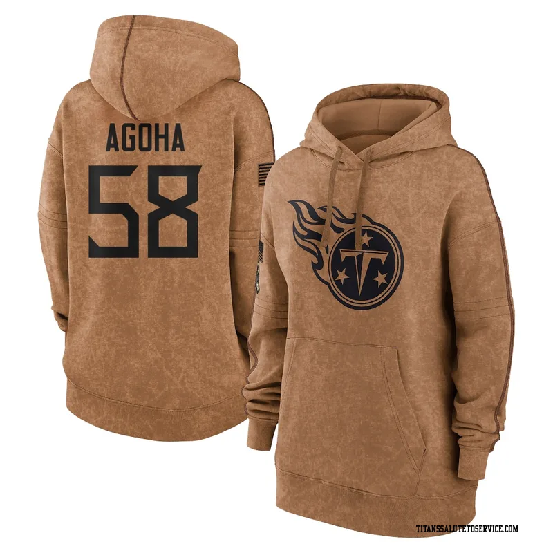 Women's David Ebuka Agoha Tennessee Titans Brown 2023 Salute To Service Pullover Hoodie