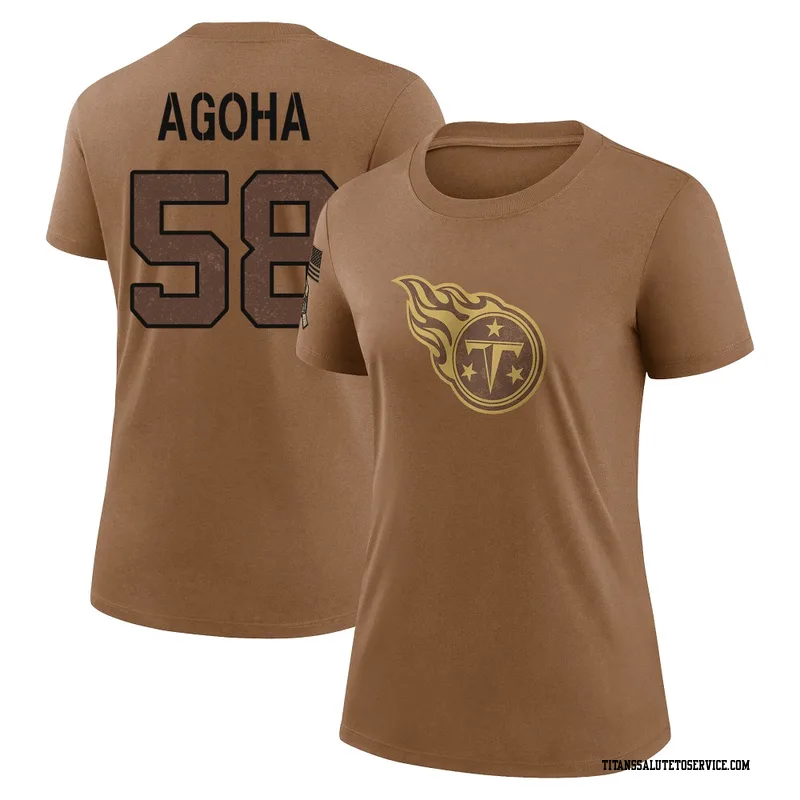 Women's David Ebuka Agoha Tennessee Titans Legend Brown 2023 Salute To Service Performance T-Shirt