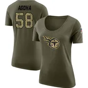 Women's David Ebuka Agoha Tennessee Titans Legend Olive Salute to Service Scoop Neck T-Shirt