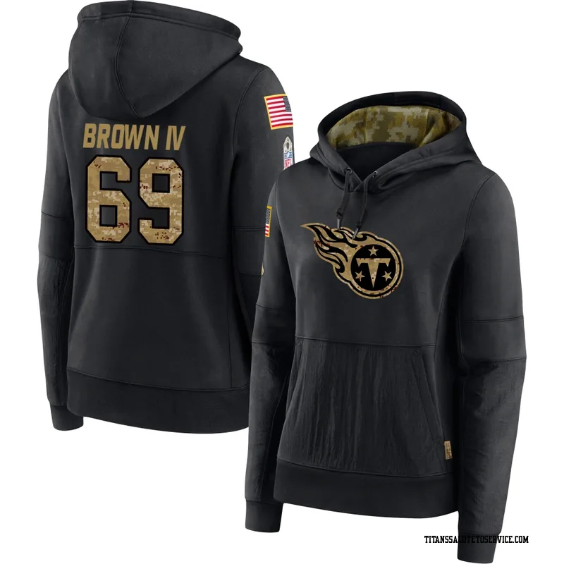 Women's Earnest Brown IV Tennessee Titans Black 2020 Salute to Service Sideline Performance Pullover Hoodie