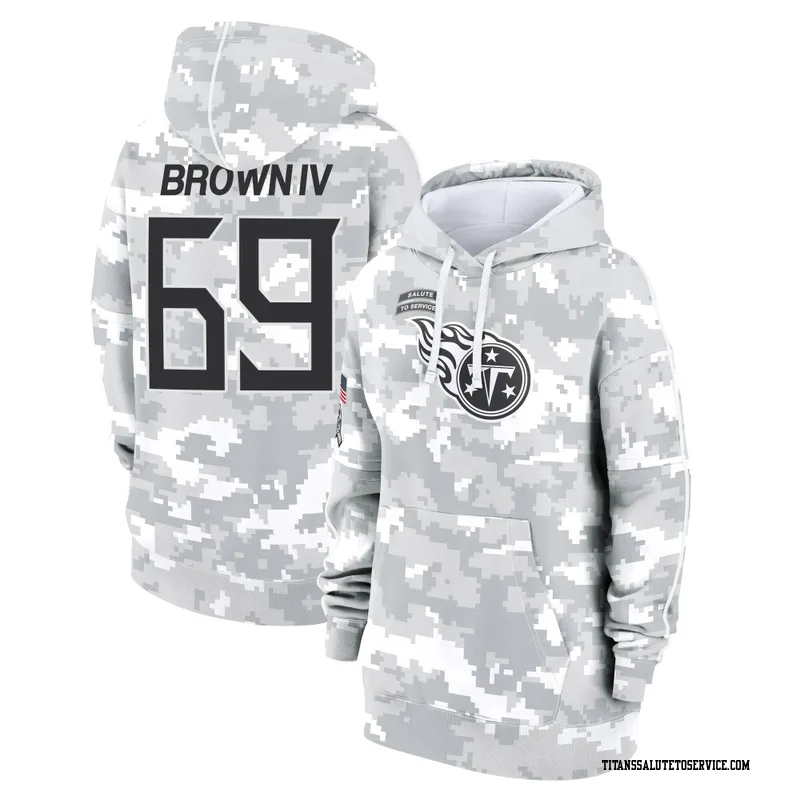 Women's Earnest Brown IV Tennessee Titans Camo Arctic 2024 Salute to Service Club Fleece Pullover Hoodie
