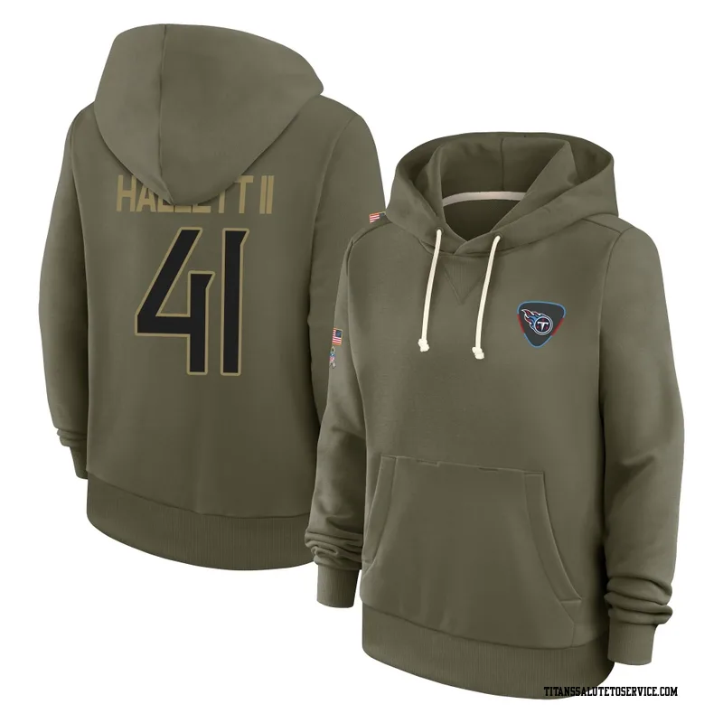 Women's Erick Hallett II Tennessee Titans Olive 2025 Salute to Service Hoodie