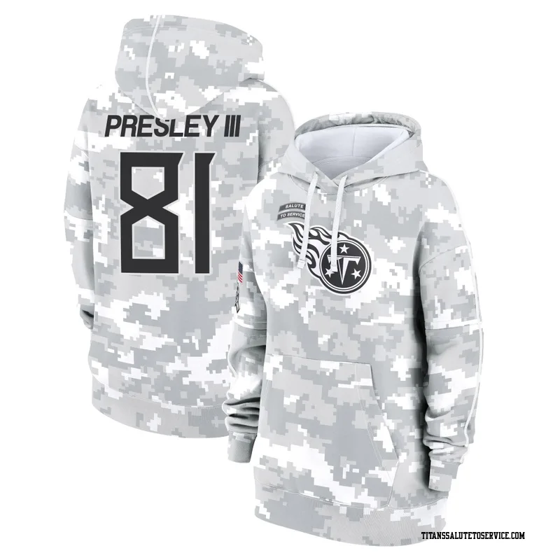 Women's Hal Presley III Tennessee Titans Camo Arctic 2024 Salute to Service Club Fleece Pullover Hoodie