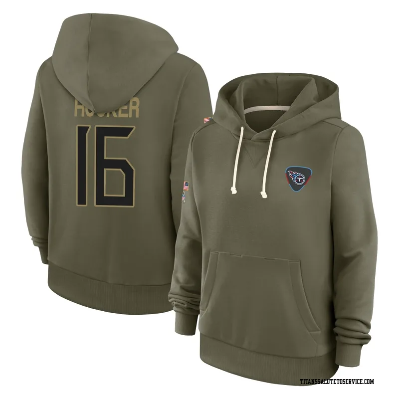 Women's Hendon Hooker Tennessee Titans Olive 2025 Salute to Service Hoodie