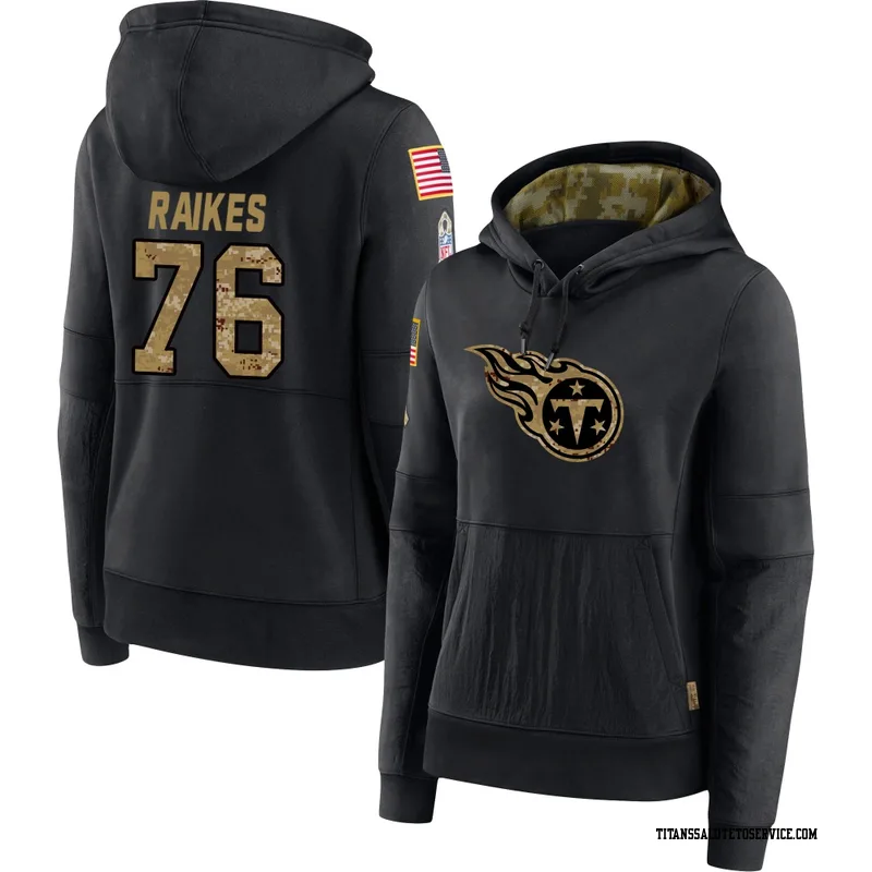 Women's Isaiah Raikes Tennessee Titans Black 2020 Salute to Service Sideline Performance Pullover Hoodie