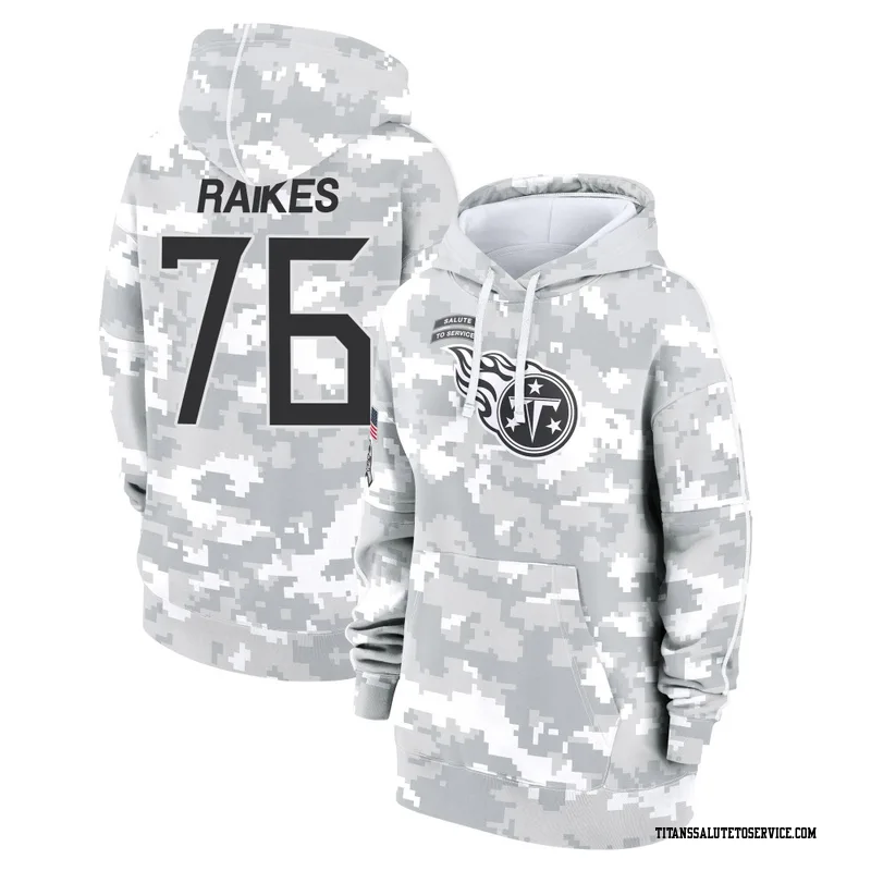 Women's Isaiah Raikes Tennessee Titans Camo Arctic 2024 Salute to Service Club Fleece Pullover Hoodie
