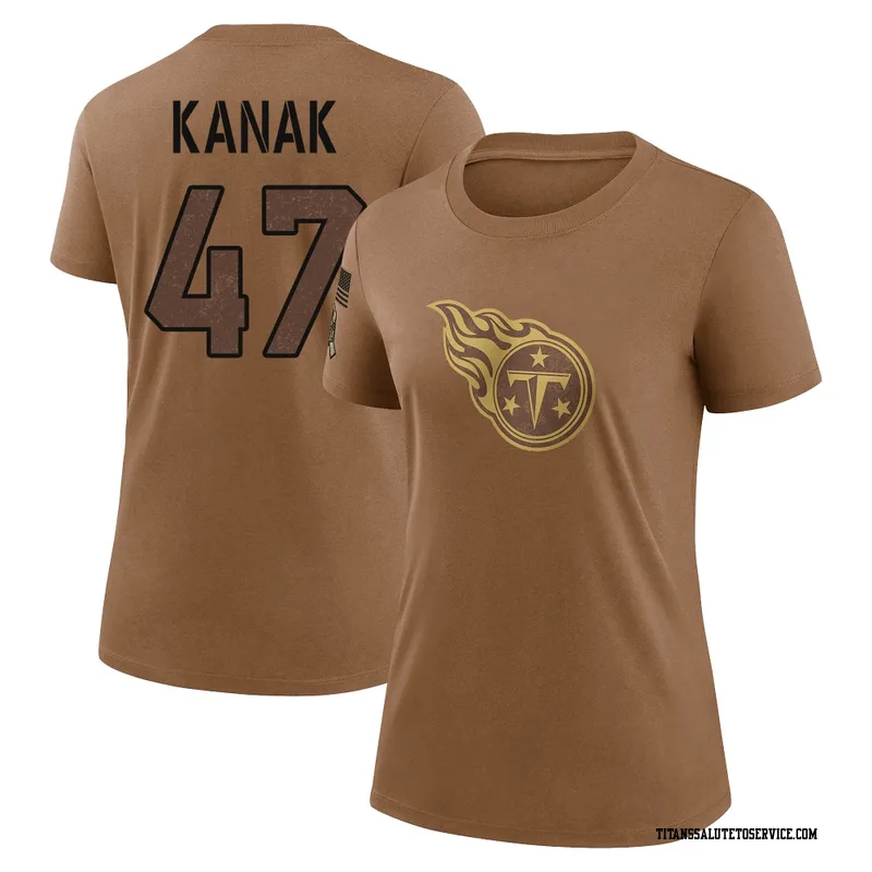 Women's Jaren Kanak Tennessee Titans Legend Brown 2023 Salute To Service Performance T-Shirt