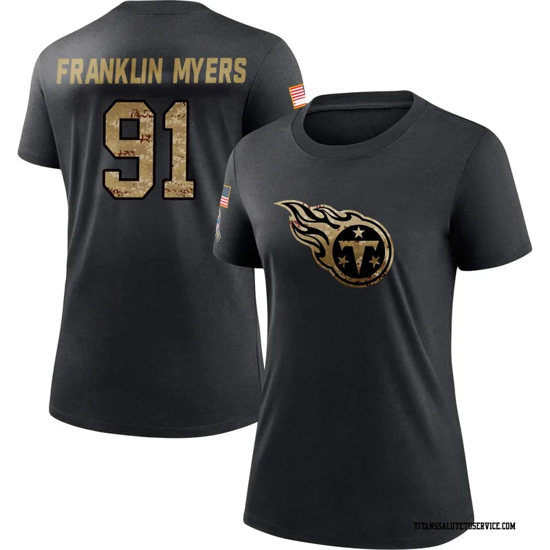 Women's John Franklin-Myers Tennessee Titans Black 2020 Salute To Service Performance T-Shirt