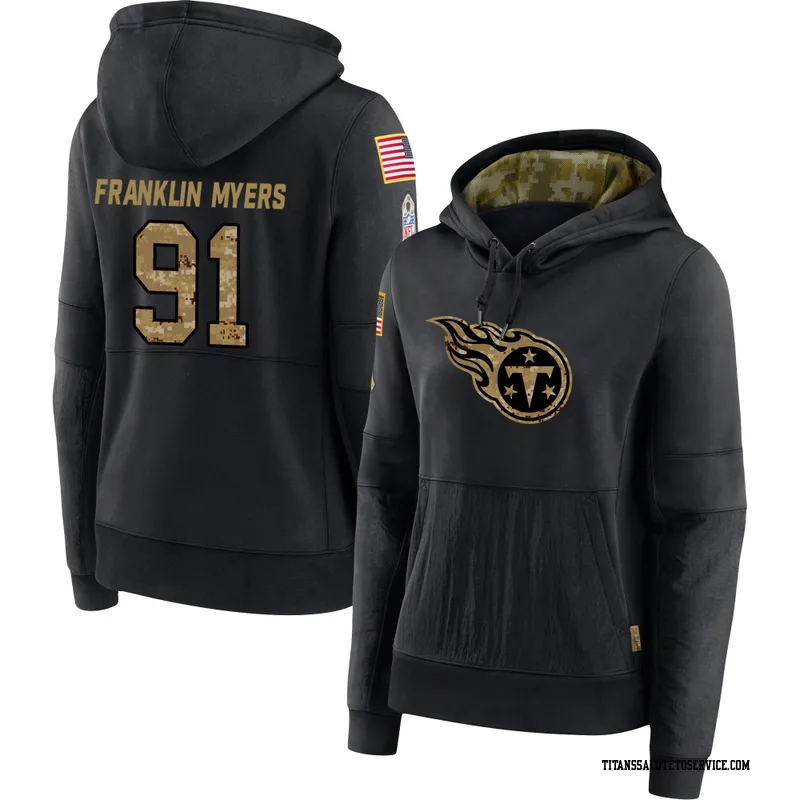 Women's John Franklin-Myers Tennessee Titans Black 2020 Salute to Service Sideline Performance Pullover Hoodie