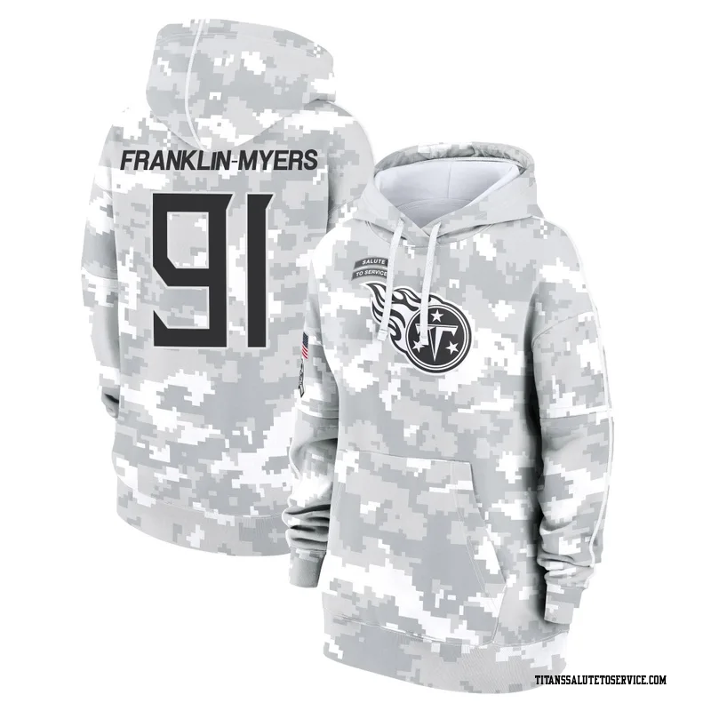 Women's John Franklin-Myers Tennessee Titans Camo Arctic 2024 Salute to Service Club Fleece Pullover Hoodie