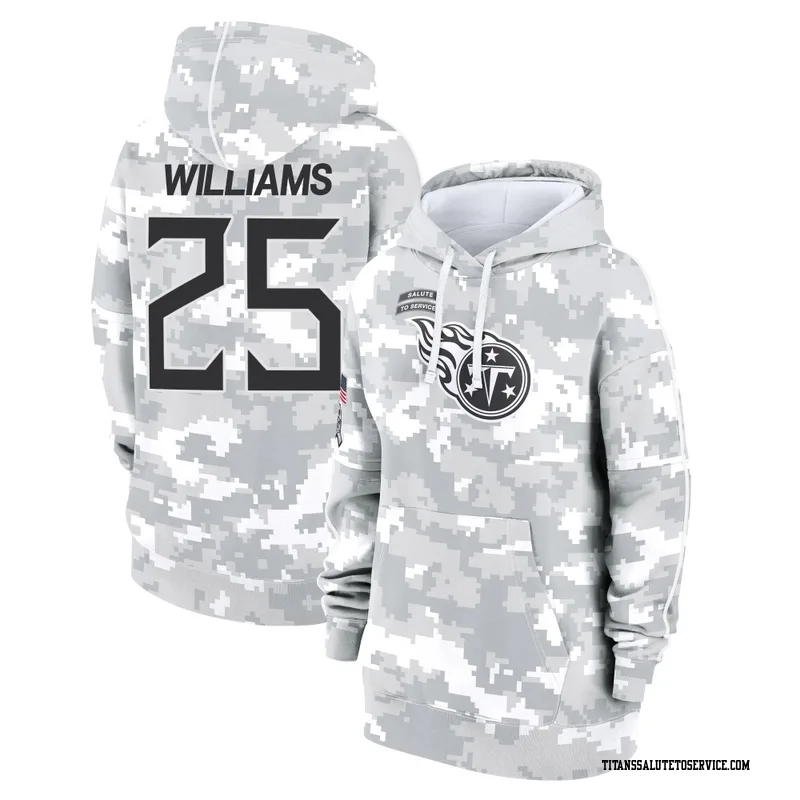 Women's Joshua Williams Tennessee Titans Camo Arctic 2024 Salute to Service Club Fleece Pullover Hoodie