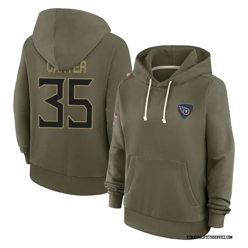 Women's Michael Carter Tennessee Titans Olive 2025 Salute to Service Hoodie