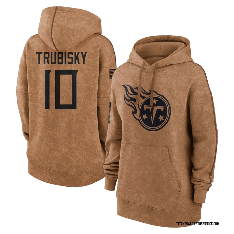 Women's Mitchell Trubisky Tennessee Titans Brown 2023 Salute To Service Pullover Hoodie