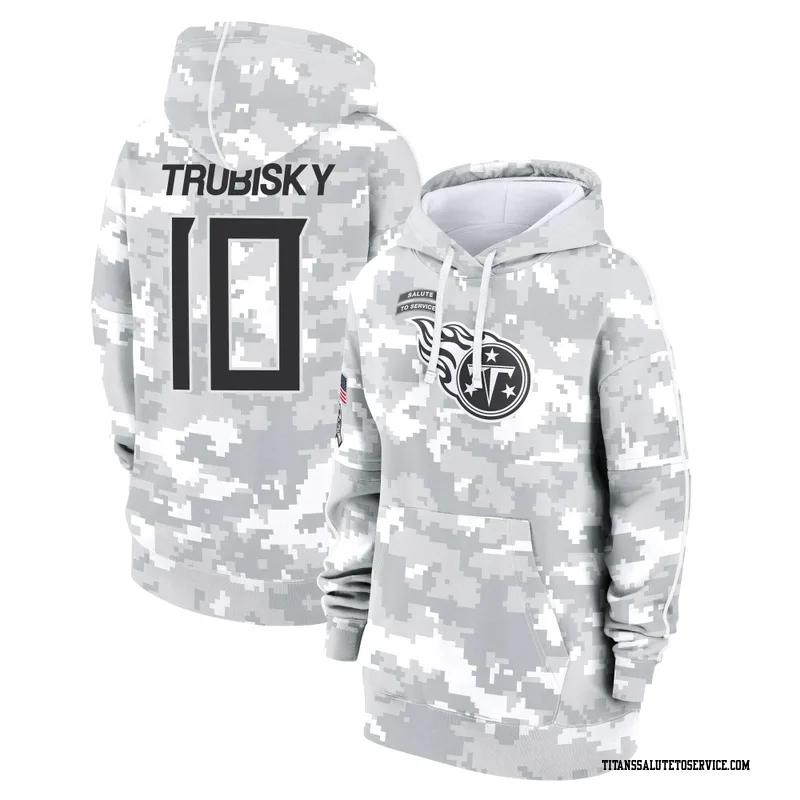 Women's Mitchell Trubisky Tennessee Titans Camo Arctic 2024 Salute to Service Club Fleece Pullover Hoodie